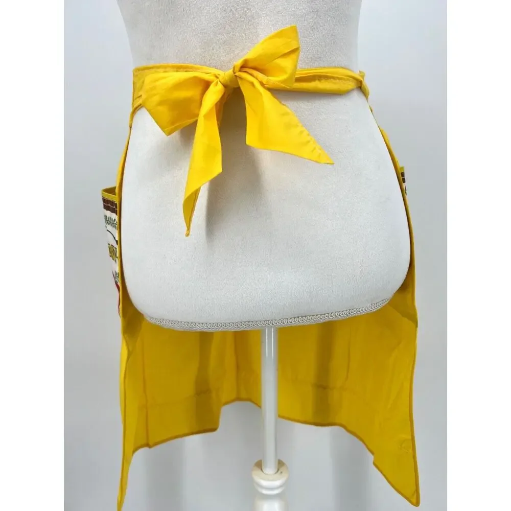 Vintage Kitchen Apron Handmade Yellow Coffee Theme